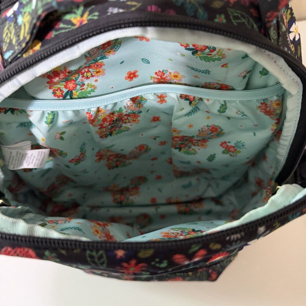 Disney X Jujube Black Floral Mickey Mouse Backpack Missing Pulls -See Photos - Picture 11 of 15
